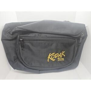 Vintage Kodak Film Logo Zip Compartment Fanny Pack Black Travel Bag Advertising